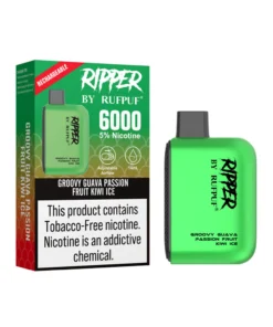 Ripper Groovy Guava Passion Fruit Kiwi Ice Disposable Vape 50mg – 6000Puffs