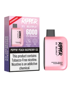 Ripper Poppin’ Peach Raspberry Ice Disposable Vape 50mg – 6000Puffs